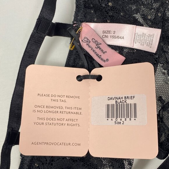 Agent Provocateur Davinah SOIREE Black Brief AP2 Small NWT $645 - Picture 16 of 16